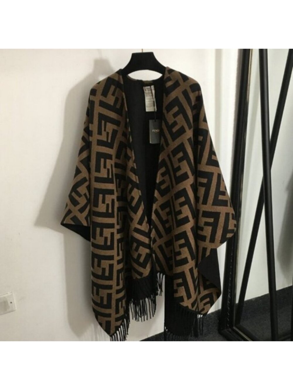 Fendi FF Logo Cashmere Hooded poncho Cape